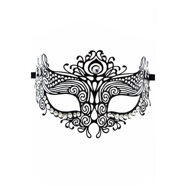 Masque vénitien Ornella rigide noir avec strass  